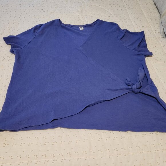 Old Navy Women's Blue Front Tie Shirt, Size XXL - Picture 3 of 6